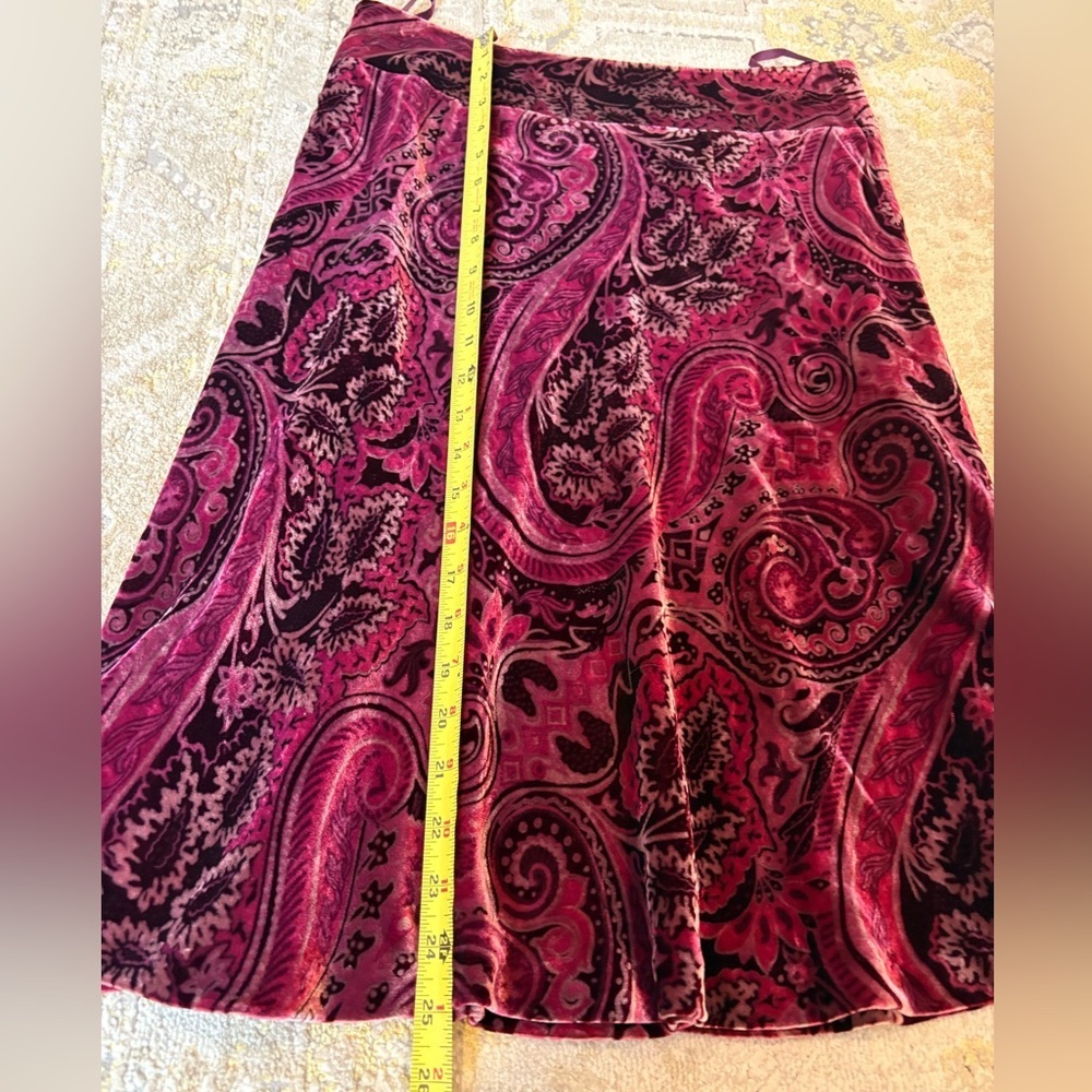 Banana Republic Paisley Pink Velvet Skirt Y2K - Picture 8 of 12